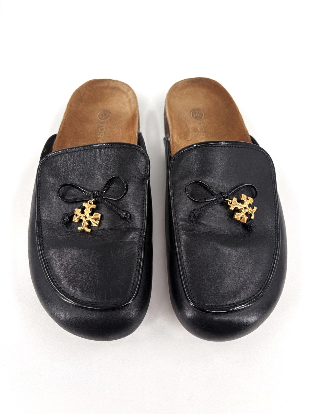 Tory Burch Tory Charm Black Leather Cork Mule Clogs 7 - Picture 5 of 15